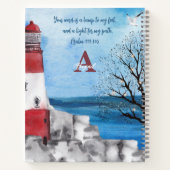 モノグラムライトハウスウォーターカラーシーン聖なる書物、 経典 ノートブック (裏面)