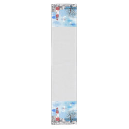 モノグラムライトハウスウォーターカラーシーン ショートテーブルランナー