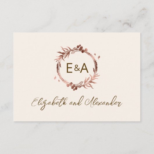 モノグラムライトピーチウェディングRSVPエンクロージャカード エンクロージャーカード (裏面)