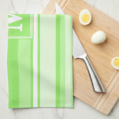 モノグラムライムグリーンストライプ キッチンタオル (四つ折り)