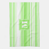 モノグラムライムグリーンストライプ キッチンタオル (縦)