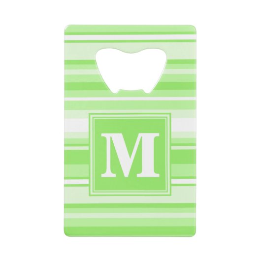 モノグラムライムグリーンストライプ クレジットカード栓抜き (正面)