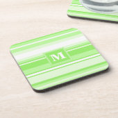 モノグラムライムグリーンストライプ コースター (左側)
