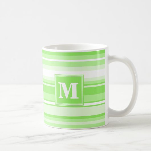 モノグラムライムグリーンストライプ コーヒーマグカップ (右)