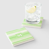 モノグラムライムグリーンストライプ ストーンコースター (横)