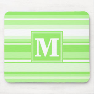 モノグラムライムグリーンストライプ マウスパッド
