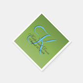 モノグラムライムグリーン結婚ズ スタンダードカクテルナプキン (角)