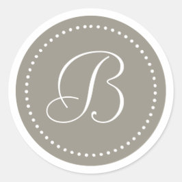 モノグラムラウンドアルミニウム銀/ホワイトド縁どット ラウンドシール