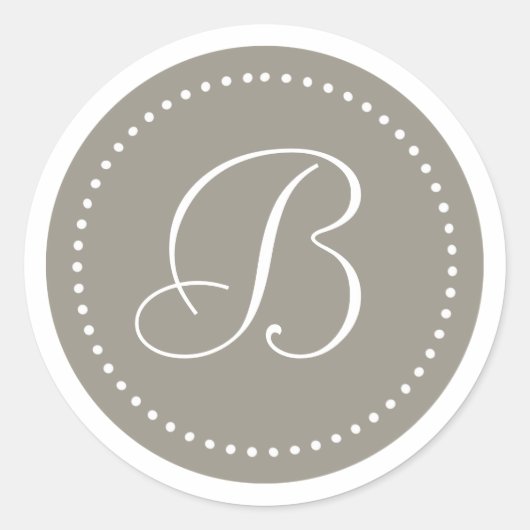 モノグラムラウンドアルミニウム銀/ホワイトド縁どット ラウンドシール (正面)