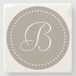 モノグラムラウンドアルミニウム/ホワイトドット縁ど ストーンコースター