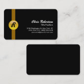 モノグラムラウンドコーナーブラックイエロー名刺 名刺 (正面/裏面)