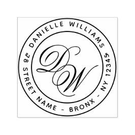 モノグラムラウンド差出人住所エレガント書道 セルフインキングスタンプ