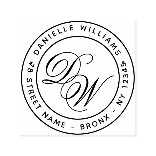 モノグラムラウンド差出人住所エレガント書道 セルフインキングスタンプ (デザイン)