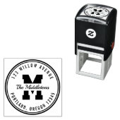 モノグラムラウンド縁どバルシティスタイル差出人住所 セルフインキングスタンプ (インサイチュ)