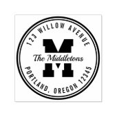 モノグラムラウンド縁どバルシティスタイル差出人住所 セルフインキングスタンプ (デザイン)