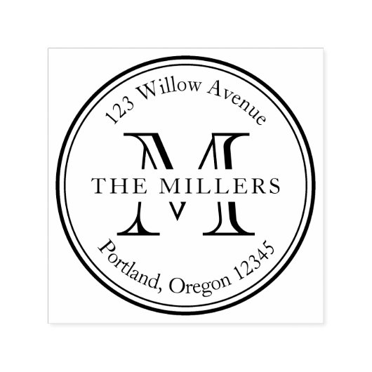 モノグラムラウンド縁ど名差出人住所 セルフインキングスタンプ (デザイン)