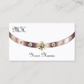 モノグラムラグジュアリーとノーブルホワイトとバラ金ゴールド 名刺 (正面)