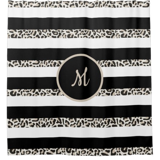 モノグラムラグジュアリーブラックとバラ金ゴールドシャワーカーテン シャワーカーテン (正面)