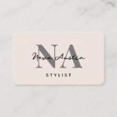 モノグラムラグジュアリー美学赤面ピンクQRコード 名刺 (正面)