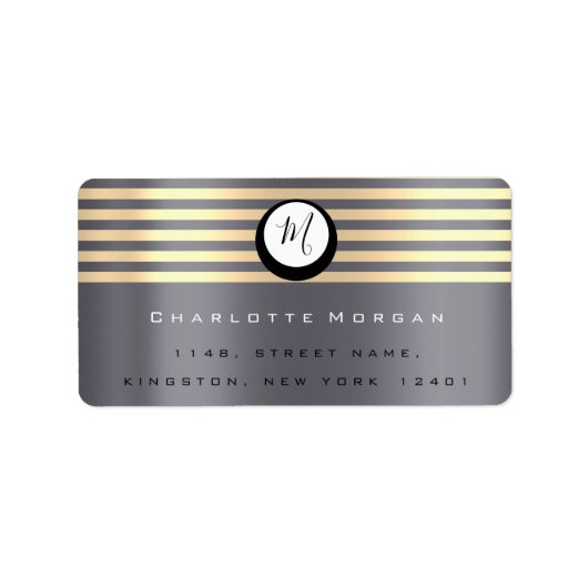 モノグラムラックスグレーシャンパイニュ金ゴールドRSVPストライプ ラベル (正面)