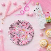 モノグラムラブアザナースウィムシーアートピンク ペーパープレート (パーティー)