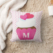 モノグラムラブハートカップケーキ水玉模様バレンタイン クッション (ブランケット)