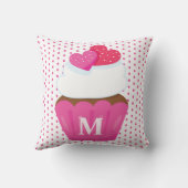 モノグラムラブハートカップケーキ水玉模様バレンタイン クッション (裏面)