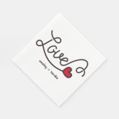 モノグラムラブモダンタイポグラフィアート赤いハート スタンダードランチョンナプキン (角)