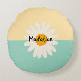 モノグラムラブリーツートーンブルーベージュフローラ ラウンドクッション