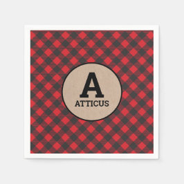 モノグラムランバージャックバッファロープレイド スタンダードカクテルナプキン