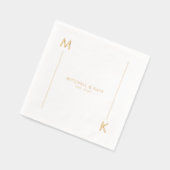 モノグラムラ縁どインシンプルした金ゴールド 箔ナプキン (左)