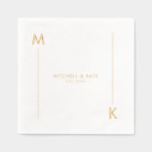 モノグラムラ縁どインシンプルした金ゴールド 箔ナプキン (正面)