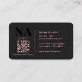 モノグラムリュックストレンディーエステティックピンクブラックQRコード 名刺 (裏面)