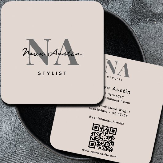 モノグラムリュックストレンディー美学赤面ピンクQRコード スクエア名刺