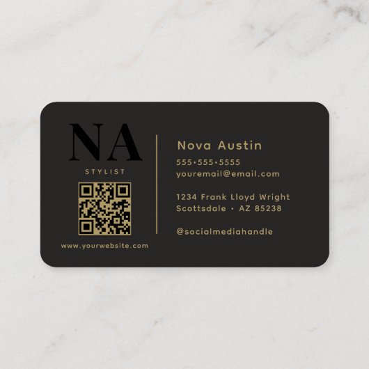 モノグラムリュックストレンディー美的金ゴールドブラックQRコード 名刺 (裏面)