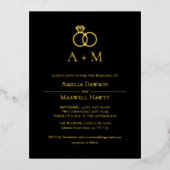 モノグラムリングや輪シンプル結婚式招待状 箔招待状ポストカード (正面)