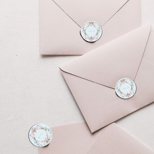 モノグラムリージェンシークレストエレガントブルー ラウンドシール