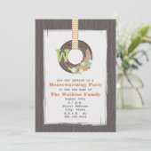 モノグラムリースウッド刺激を受けた引っ越し祝いパーティーパーティー 招待状 (スタンド正面)