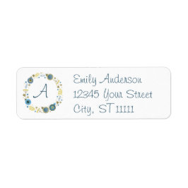 モノグラムリースクリスマス差出人住所ラベル ラベル