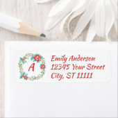 モノグラムリースクリスマス差出人住所ラベル ラベル (インサイチュ)