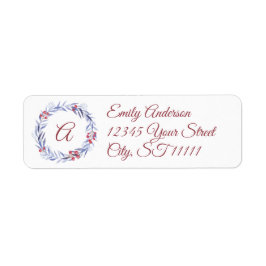 モノグラムリースクリスマス差出人住所ラベル ラベル