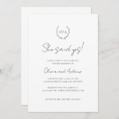 モノグラムリースクレストエレガント婚約パーティ 招待状 (正面/裏面)