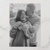 モノグラムリースクレストフォトエレガントな結婚式金ゴールド 箔招待状 (裏面)