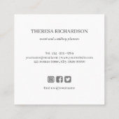 モノグラムリースグレーリネンのソーシャルメディアのアイコン スクエア名刺 (裏面)