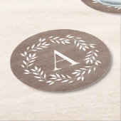 モノグラムリースコパーソナライズされたースター ラウンドペーパーコースター (アングル)