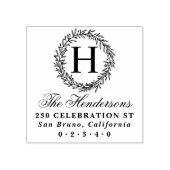 モノグラムリーススクリプトファミリ名差出人住所 ラバースタンプ (インプリント)