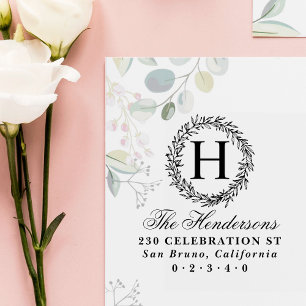 モノグラムリーススクリプトファミリ名差出人住所 ラバースタンプ