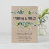 モノグラムリースバッキング付きクラフト結婚葉 招待状 (スタンド正面)