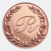 モノグラムリースバラ金ゴールドフェイクワックスシールステッカー ラウンドシール (正面)