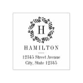 モノグラムリースパーソナライズされたウッドスタンプ ラバースタンプ (インプリント)